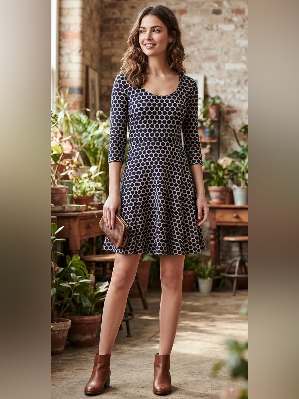 Boden Jacquard Polka Dot Dress